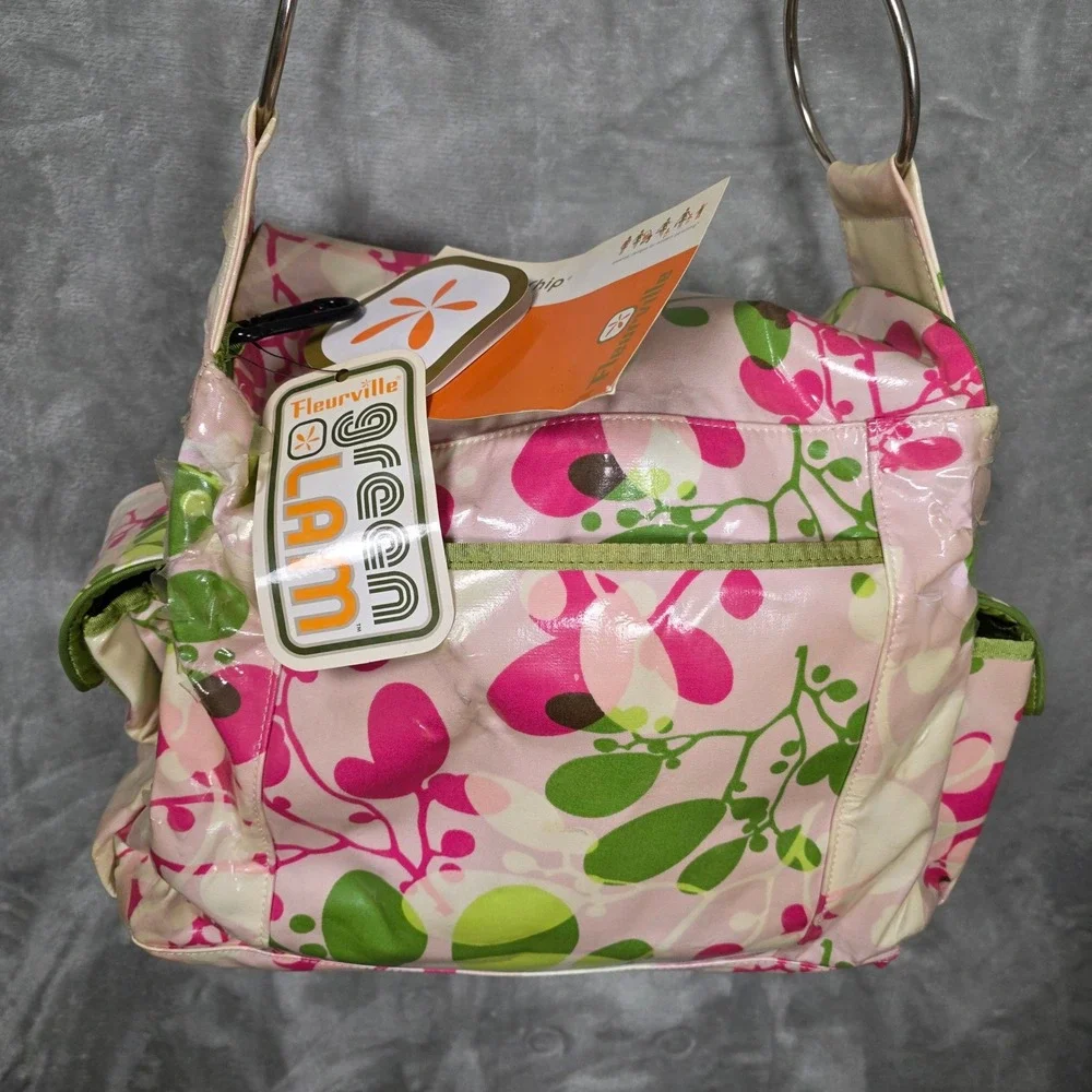 Fleurville Mothership Diaper Bag Floral Green-LAM Pink Green Storage Travel Baby